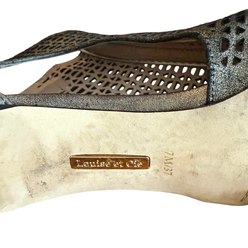 Louise et Cie Lo-Olivia 2 Leather Perforated Design Heel In Gunmetal Size 7 - Picture 6 of 8